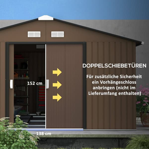 Rootz Tool Shed - Weatherfast Garden Shed - Stålopbevaring - Ventileret - 340 cm x 386 cm x 200 cm