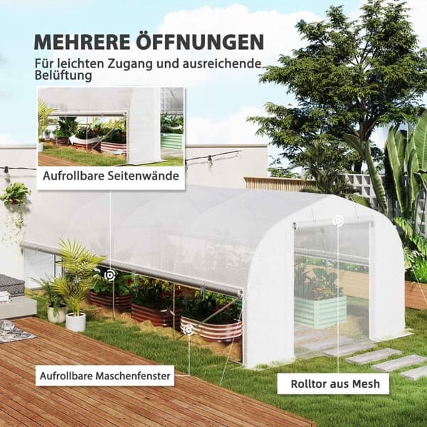 Rootz 6x3x2 M Greenhouse - Walk -in Garden House - Plant Shelter - UV Resistent - 595 cm x 300 cm x 200 cm