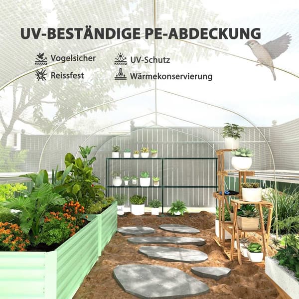 Rootz 6x3x2 M Greenhouse - Walk -in Garden House - Plant Shelter - UV Resistent - 595 cm x 300 cm x 200 cm