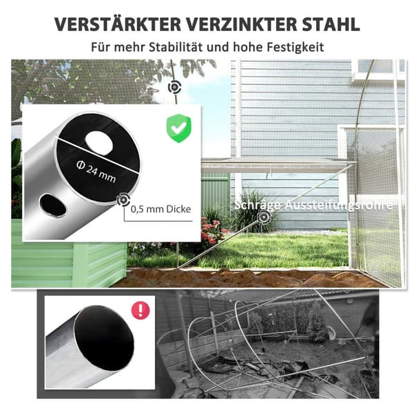 Rootz 6x3x2 M Greenhouse - Walk -in Garden House - Plant Shelter - UV Resistent - 595 cm x 300 cm x 200 cm