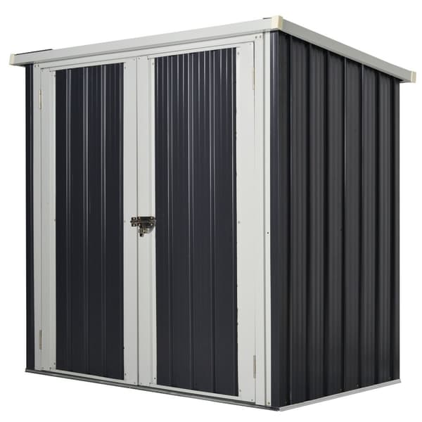 Rootz Garden Shed - Tool Shed - Garbage Shelter - Låsbara dörrar - Hållbart stål - 147L X 86W X 134H CM - Svartvitt