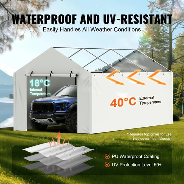 Carportskydd, Vattentät design, UV-skyddsnivå 50+,10 tum