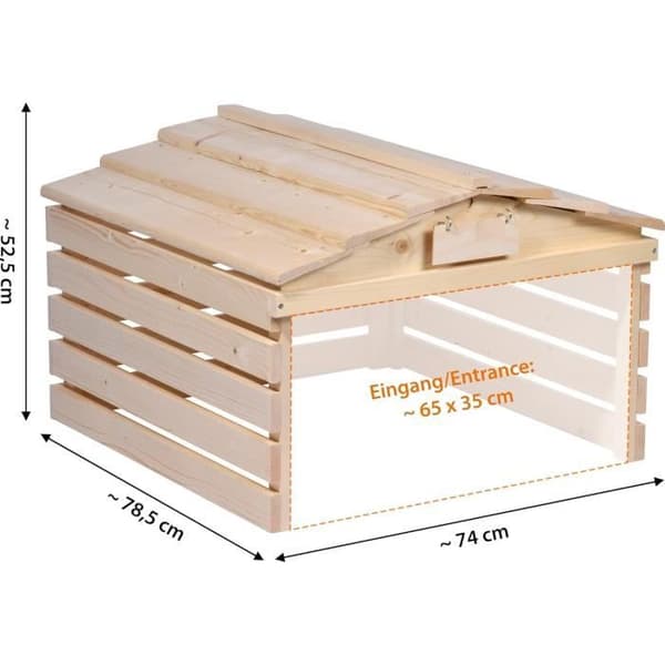 Dobar Garage för Robot Gräsklippare i Trä med Avtagbart Tak - 78,5 x 74 x 52,5 cm - Naturlig