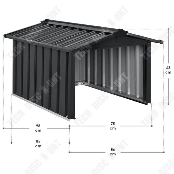 Metallgarage för robotgräsklippare med sadeltak 86×98×63cm Anti-sol och anti-regn gräsklippare antracit