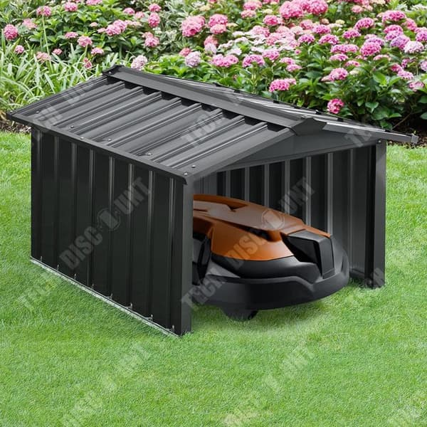 Metallgarage för robotgräsklippare med sadeltak 86×98×63cm Anti-sol och anti-regn gräsklippare antracit