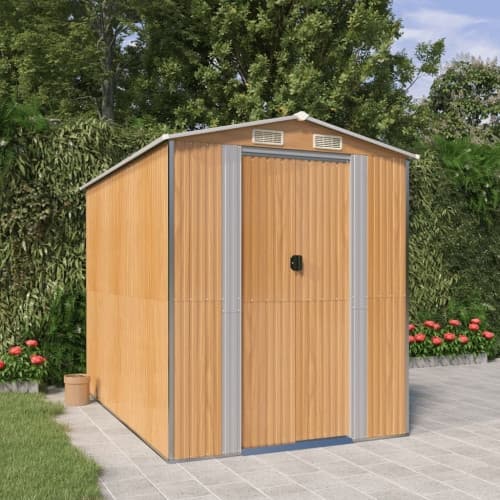 Trädgårdsskjul ljusbrun 192x274x223 cm galvaniserat stål