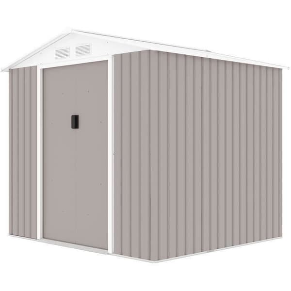 Metallisk trädgårdsskjul 4,07 m² - 213 x 191 x 195 cm - MARS - Ankarpaket ingår, 2 skjutdörrar - Taupe