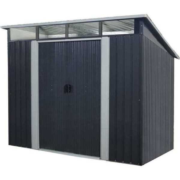 Metallförråd 4,61 m² - 238 x 193 x 202 cm - SOLER - Ankringspaket ingår, 2 skjutdörrar - Grå