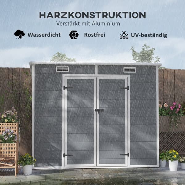 Metal Værktøjsskur, 2.4x1.3 m, Grå