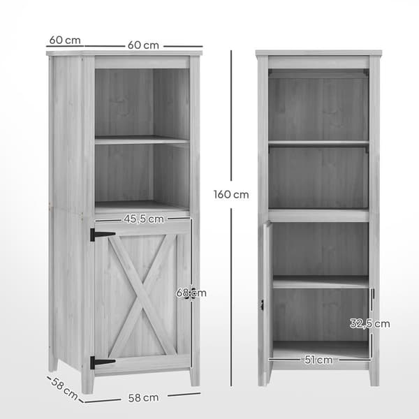 Havekabinet, 60x60x160 cm, Lys Grå