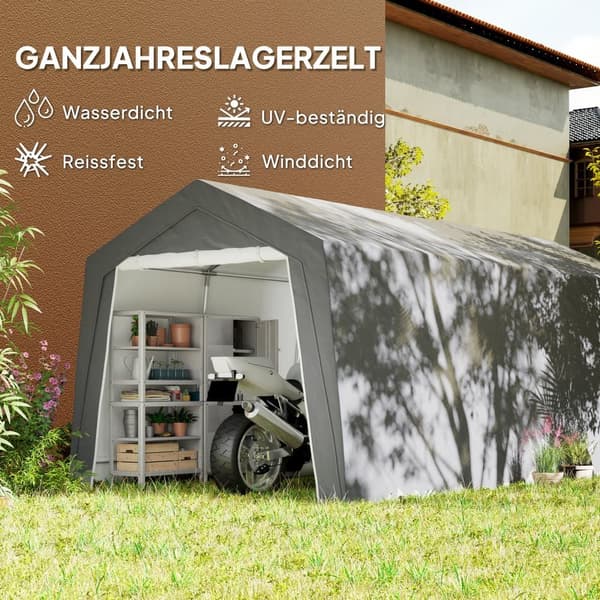 Garage Telt, 300x600x250 cm, Lys Grå