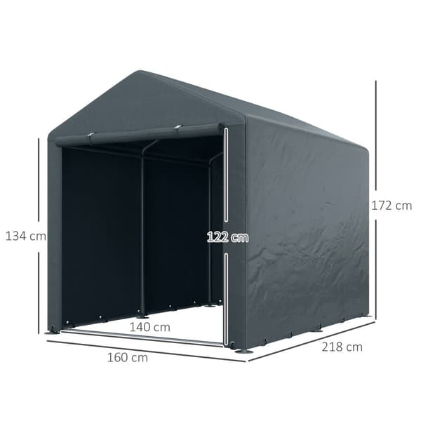 Garage Telt, 1.6x2.18x1.72 m, Mørkegrå