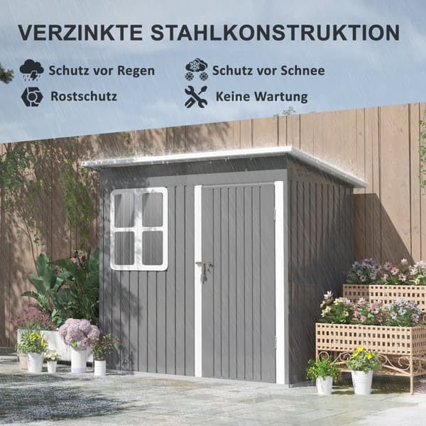 Verktygsskjul, 221x133x190/173 cm, Mörkgrå