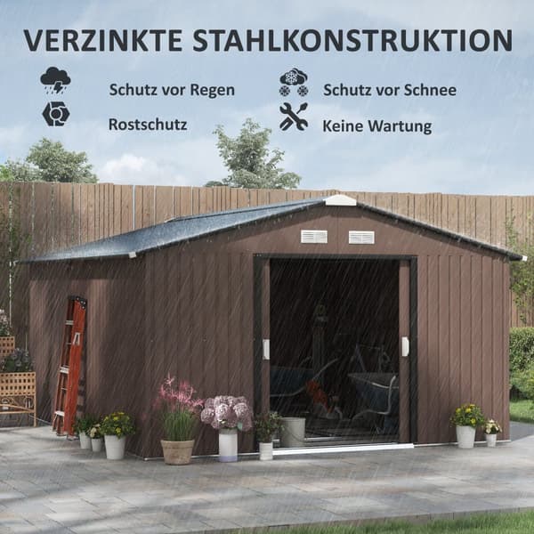 Verktygsskjul, 340x386x200 cm, Brun