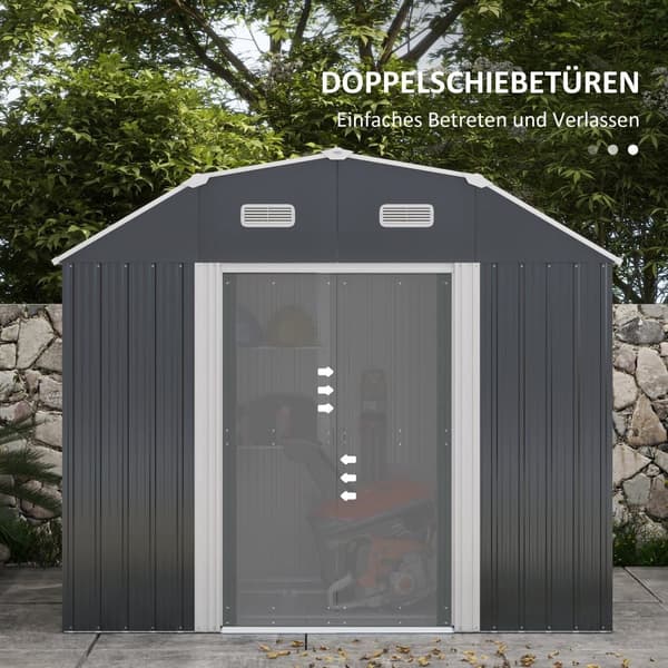 Redskabsskur, UV-beskyttelse Gartenschrank, 238x132x198.5 cm, Mørkegrå