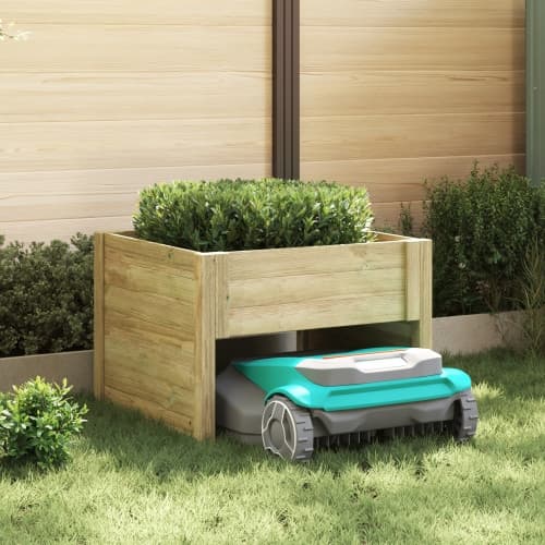 Robotklippare Garage med Planterare Impregnerat Trä Furu