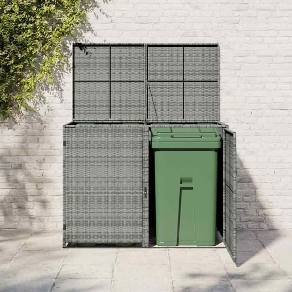 Skjul för 2 soptunnor konstrotting antracit 148x77x111 cm