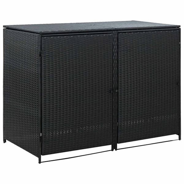 Skjul för 2 soptunnor konstrotting 148x80x111 cm svart