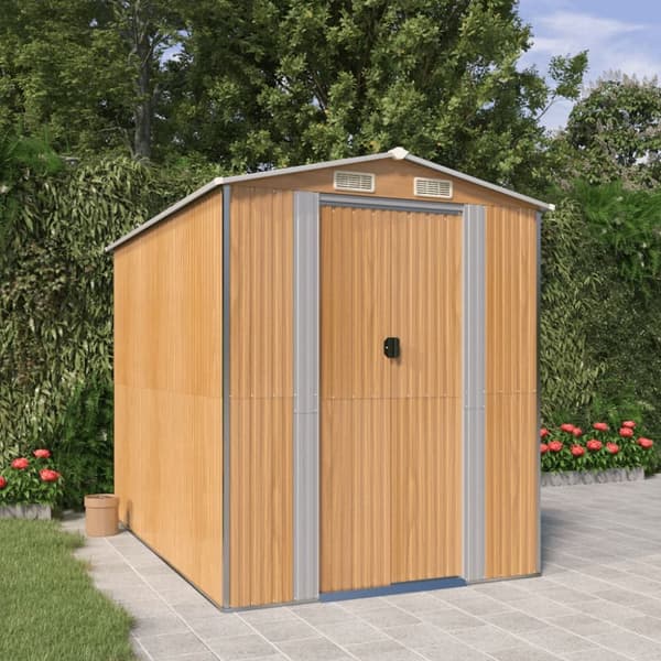 Trädgårdsskjul ljusbrun 192x274x223 cm galvaniserat stål