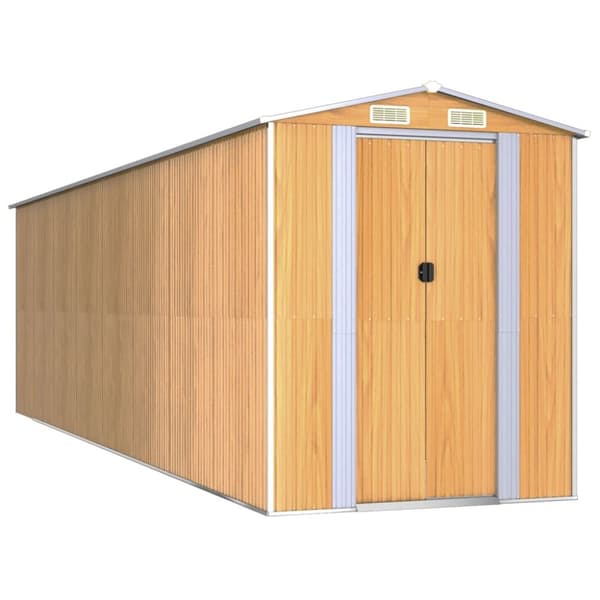 Trädgårdsskjul ljusbrun 192x689x223 cm galvaniserat stål