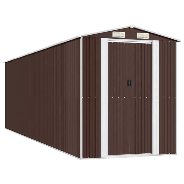 Trädgårdsskjul mörkbrun 192x689x223 cm galvaniserat stål