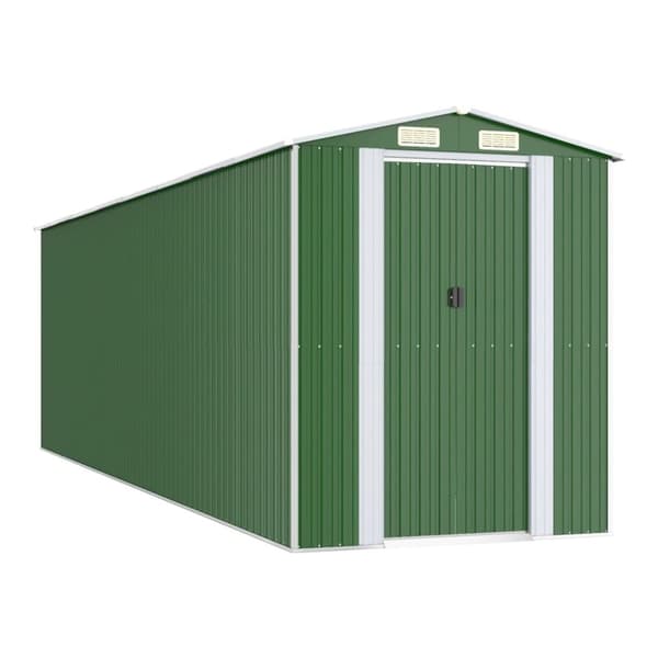 Trädgårdsskjul grön 192x689x223 cm galvaniserat stål