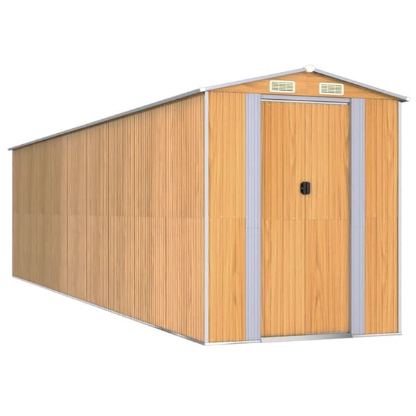 Trädgårdsskjul ljusbrun 192x772x223 cm galvaniserat stål