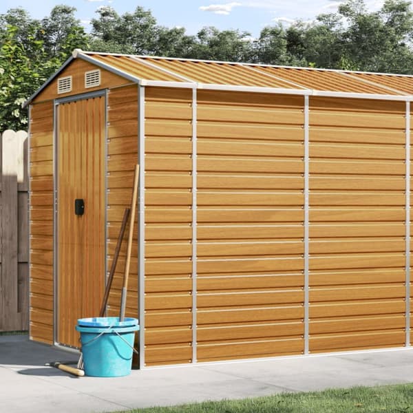 Trädgårdsskjul ljusbrun 191x725x198 cm galvaniserat stål