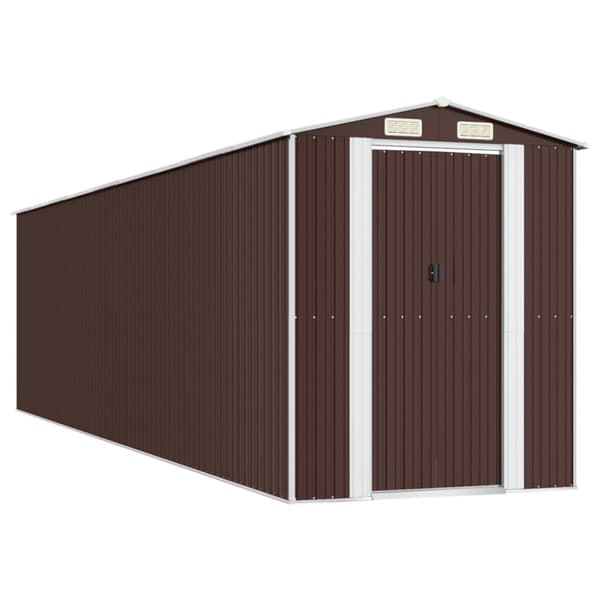 Trädgårdsskjul mörkbrun 192x772x223 cm galvaniserat stål