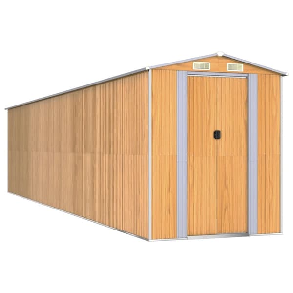 Trädgårdsskjul ljusbrun 192x855x223 cm galvaniserat stål
