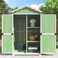 Miniatyrbillede 1 af 10: Udendørs haveopbevaring i træ – Redskabsskur til have og terrasse, vejrbestandig, vedligeholdelsesfri, miljøvenlig, grøn
