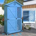 Miniatyrbillede 3 af 11: Udendørs haveopbevaring i træ – Redskabsskur til have og terrasse, blå, vejrbestandig, vedligeholdelsesfri, miljøvenlig, sikker