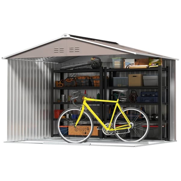 Rootz Metal Tool Shed - Bicycle Shed - Garden Storage - Ventilation Windows - Gliddörrar - 277 x 195 x 192 cm