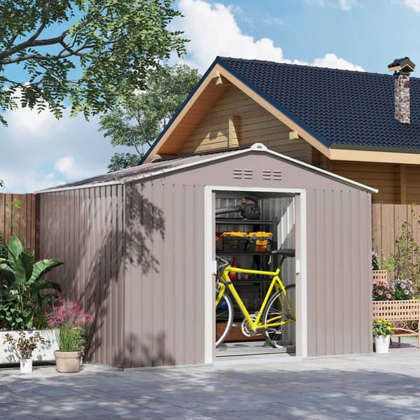 Rootz Metal Tool Shed - Bicycle Shed - Garden Storage - Ventilation Windows - Gliddörrar - 277 x 195 x 192 cm