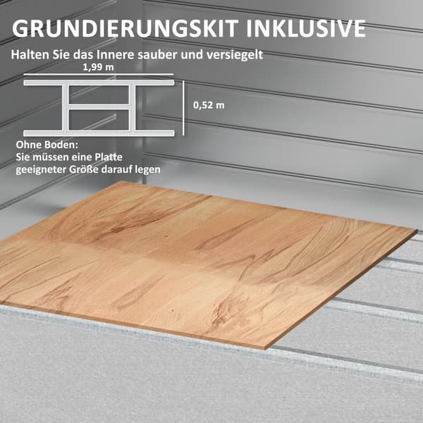 Rootz Garden Tool Shed - Stålopbevaring - Låsbar opbevaring - Vandtæt og ventileret - 213 cm x 131 cm x 192 cm