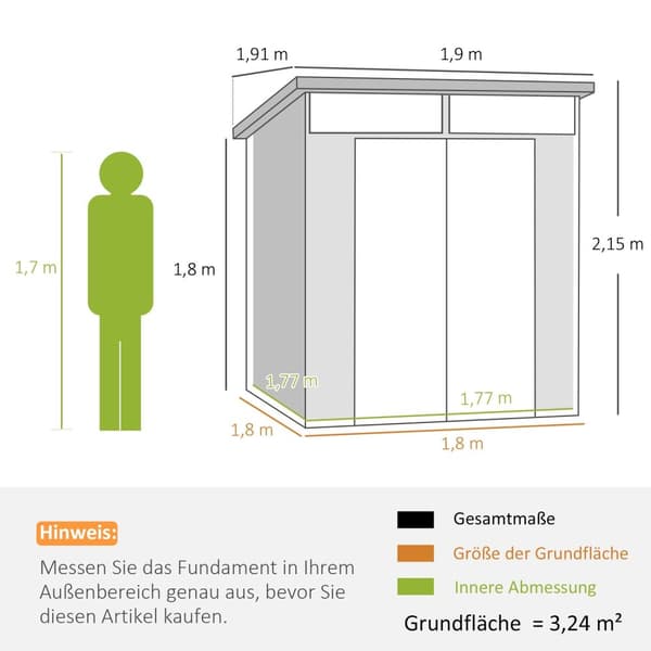 Rootz Garden Shed Bike Shelter - Tool Storage - Låsbara dörrar - Hållbar och väderbeständig - 1,9 m x 1,9 m x 2,15 m
