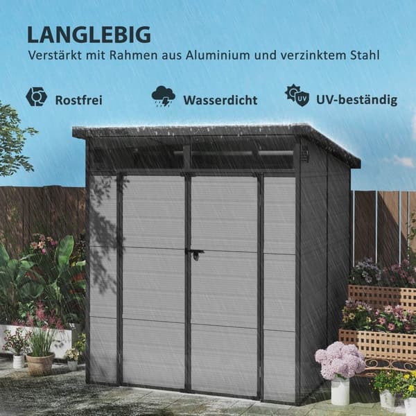 Rootz Garden Shed Bike Shelter - Tool Storage - Låsbara dörrar - Hållbar och väderbeständig - 1,9 m x 1,9 m x 2,15 m