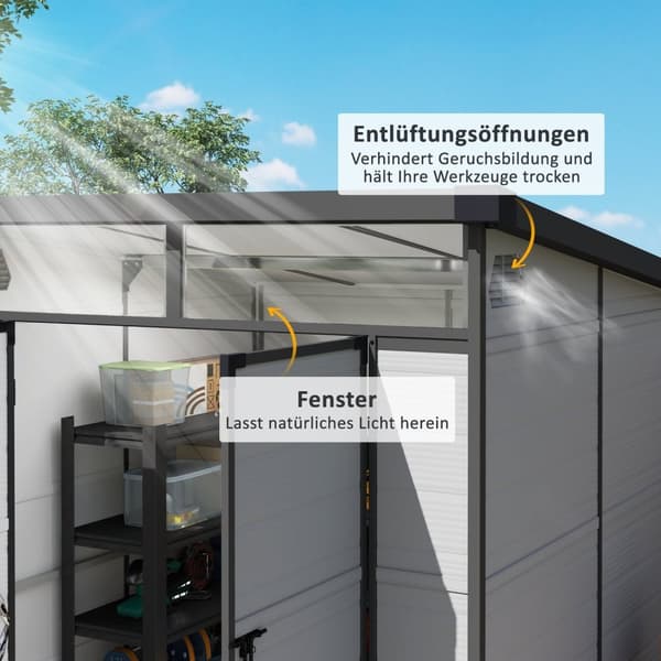 Rootz Garden Shed Bike Shelter - Tool Storage - Låsbara dörrar - Hållbar och väderbeständig - 1,9 m x 1,9 m x 2,15 m