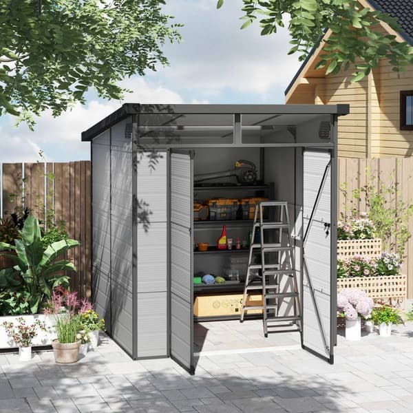 Rootz Garden Shed Bike Shelter - Tool Storage - Låsbara dörrar - Hållbar och väderbeständig - 1,9 m x 1,9 m x 2,15 m