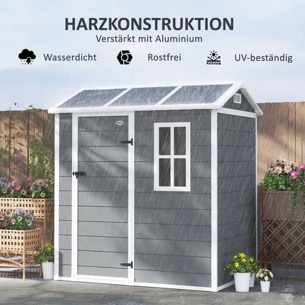 Rootz Garden House - Værktøjsskur - Opbevaring af udendørs udstyr - Vejrbestandig og låsbar - 186 cm x 130 cm x 199 cm