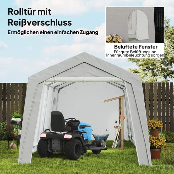 Rootz 3x6m Vandtæt haveskur - Opbevaringstelt - Udendørs husly - UV -resistent - Galvaniseret metalramme - 300x597x257cm