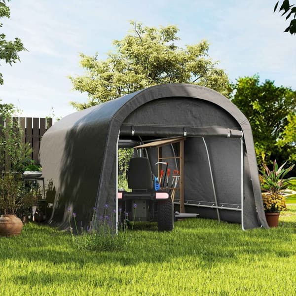 Rootz Garden Storage Telt - Työkaluteltta - Asennettu autotalli - UV -resistentti - 300L x 450b x 230h cm - harmaa