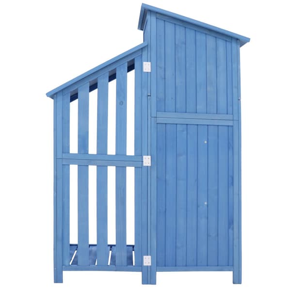 Haveskur i grantræ - Haveskur med 2 integrerede hylder - H 173 cm - Vandtæt PVC-tag - Blå
