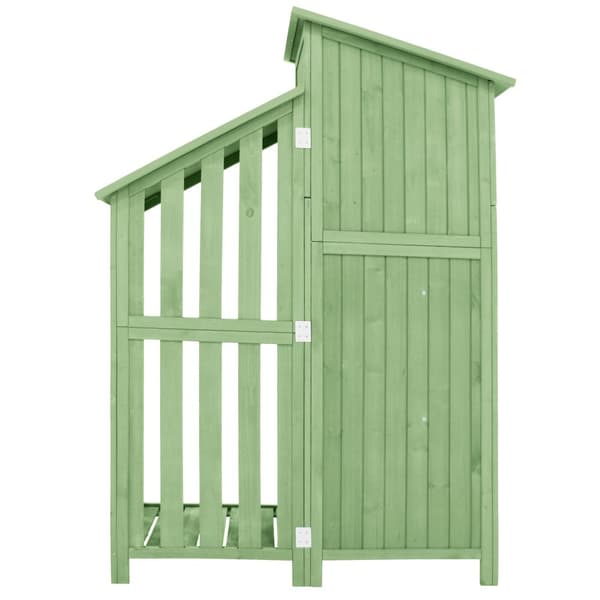 Trädgårdsskjul av granträ - redskapsbod med 2 integrerade hyllor - H 173 cm - vattentätt PVC-tak - grön