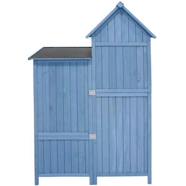 Kuusipuupuutarhavaja - Puutarhavaja 2 integroidulla hyllyllä - K 173 cm - Vedenpitävä PVC-katto - Sininen