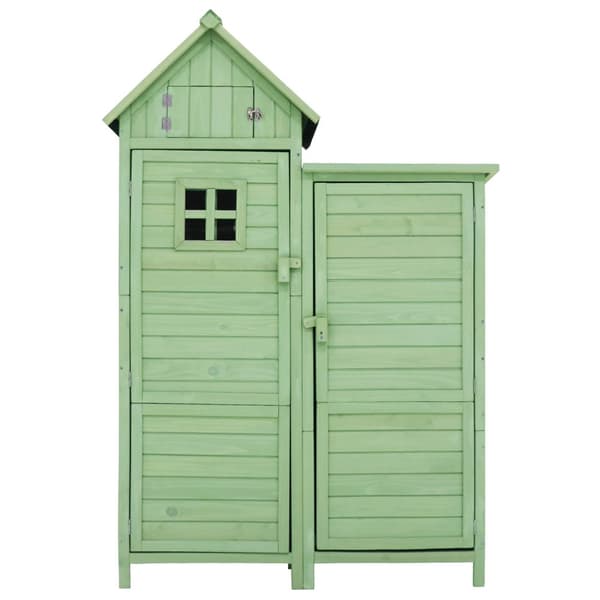 Haveskur i grantræ - Haveskur med 2 integrerede hylder - H 173 cm - Vandtæt PVC-tag - Grøn