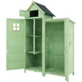 Miniatyrbillede 6 af 10: Haveskur i grantræ - Haveskur med 2 integrerede hylder - H 173 cm - Vandtæt PVC-tag - Grøn