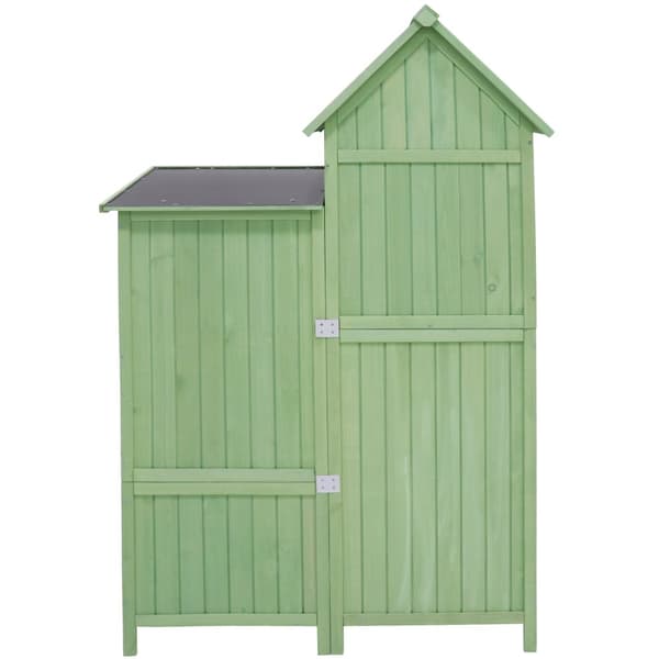 Haveskur i grantræ - Haveskur med 2 integrerede hylder - H 173 cm - Vandtæt PVC-tag - Grøn