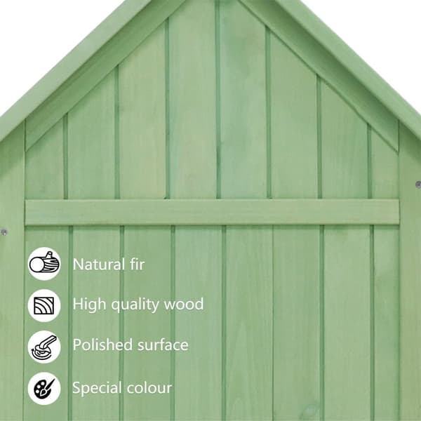 Haveskur i grantræ - Haveskur med 2 integrerede hylder - H 173 cm - Vandtæt PVC-tag - Grøn