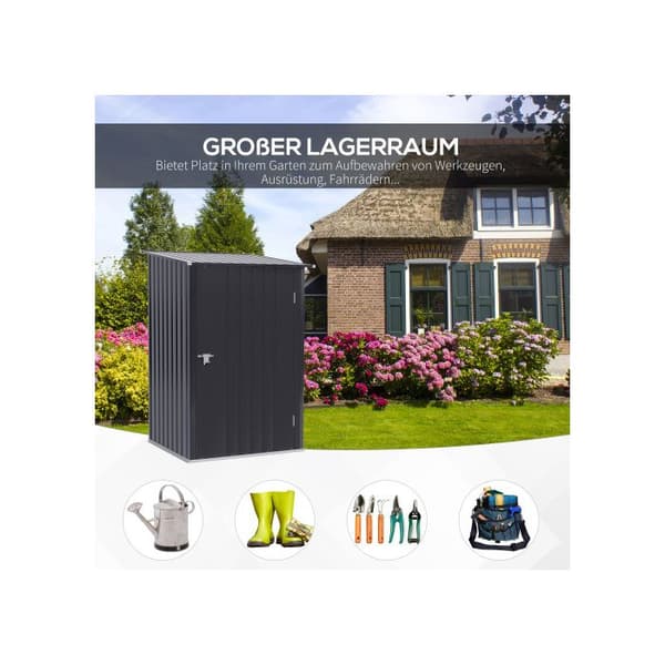 Outsunny Trädgårdsskjul 1 x 1 m Metall Trädgårdsskjul 0,92 m² Galvaniserat stål Mörkgrå